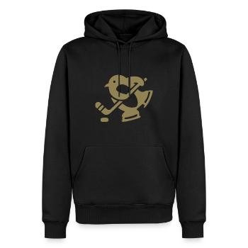 Pinguin Hockey Eishockey Silhouette Minimalistisch - Männer Premium Bio Hoodie - Schwarz - Vorne - Nico (187cm)