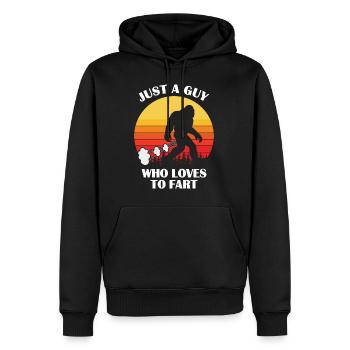 Nur ein Mann der es liebt zu furzen - Big Foot - Männer Premium Bio Hoodie - Schwarz - Vorne - Nico (187cm)