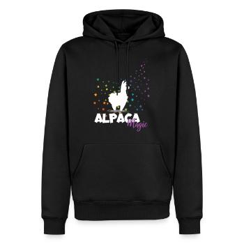 Alpaga Magic Alpaga Rainbow Stars Alpaga - Sweat à capuche Premium bio Homme - noir - Devant - Nico (187cm)