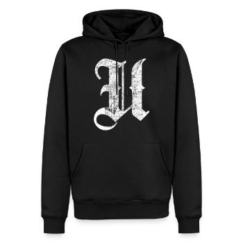 T-Shirt-Alphabet Initiale U - Männer Premium Bio Hoodie - Schwarz - Vorne - Nico (187cm)