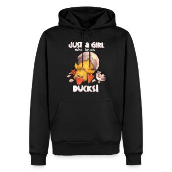 Just a girl who loves ducks - niedliche Ente im Ei - Männer Premium Bio Hoodie - Schwarz - Vorne - Nico (187cm)