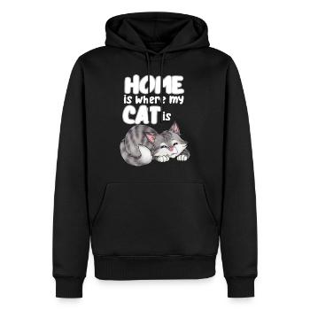 Zuhause ist dort wo meine Katze ist - Männer Premium Bio Hoodie - Schwarz - Vorne - Nico (187cm)