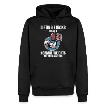 Humour de levage de briques : au-delà des briques de poids ordinaires - Sweat à capuche Premium bio Homme - noir - Devant - Nico (187cm)