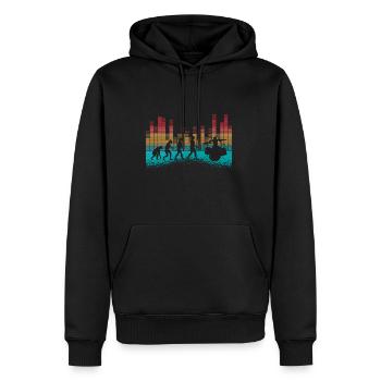 Evolution of man Drums Band Retro Vintage Drummer - Männer Premium Bio Hoodie - Schwarz - Vorne - Nico (187cm)