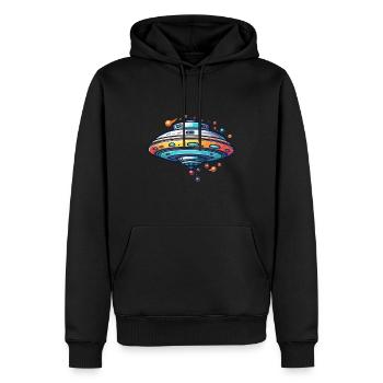 Alien / Vaisseau spatial / OVNI / Zone 51 / Tout / Mars - Sweat à capuche Premium bio Homme - noir - Devant - Nico (187cm)