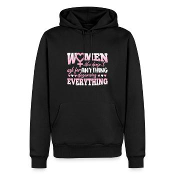 Starke Frauen verdienen alles Weltfrauentag - Männer Premium Bio Hoodie - Schwarz - Vorne - Nico (187cm)