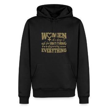 Starke Frauen verdienen alles Weltfrauentag - Männer Premium Bio Hoodie - Schwarz - Vorne - Nico (187cm)