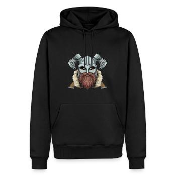Walhalla Wikinger Kopf - Odin Äxte Nordic - Männer Premium Bio Hoodie - Schwarz - Vorne - Nico (187cm)