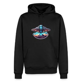 Alien / Vaisseau spatial / OVNI / Zone 51 / Tout / Mars - Sweat à capuche Premium bio Homme - noir - Devant - Nico (187cm)