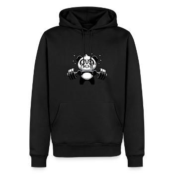 Mignon Panda Barbell Entraînement Dessin animé - Sweat à capuche Premium bio Homme - noir - Devant - Nico (187cm)