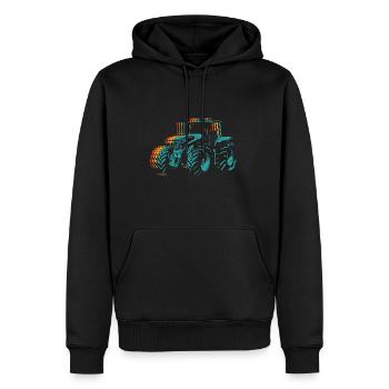 Traktor Retro Traktor Vintage Bauer Landwirt Trakt - Männer Premium Bio Hoodie - Schwarz - Vorne - Nico (187cm)