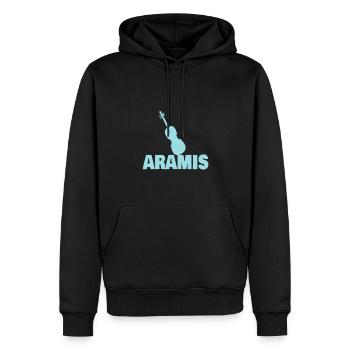 Violon Violoncelle Alto Orchestra Aramis - Sweat à capuche Premium bio Homme - noir - Devant - Nico (187cm)