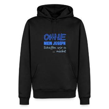 joseph - Männer Premium Bio Hoodie - Schwarz - Vorne - Nico (187cm)