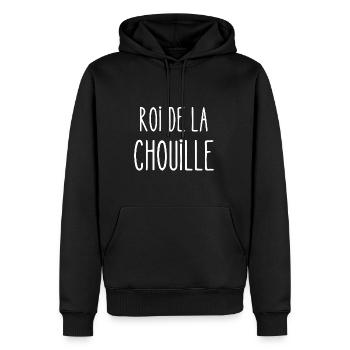 roi de la chouille - Sweat à capuche Premium bio Homme - noir - Devant - Nico (187cm)
