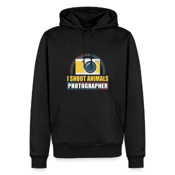 Photography Camera Lens I Shoot - Männer Premium Bio Hoodie - Schwarz - Vorne - Nico (187cm)