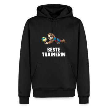 Volleyball Trainerin Faultier - Lustiges - Männer Premium Bio Hoodie - Schwarz - Vorne - Nico (187cm)