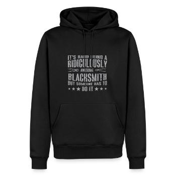 Lustiger Schmied Spruch & Schmieden - Männer Premium Bio Hoodie - Schwarz - Vorne - Nico (187cm)