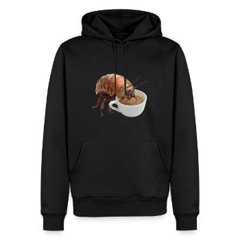 Assel Kaffee - Männer Premium Bio Hoodie - Schwarz - Vorne - Nico (187cm)