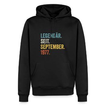 45 Jahre Legendär Seit September 1977 45. - Männer Premium Bio Hoodie - Schwarz - Vorne - Nico (187cm)
