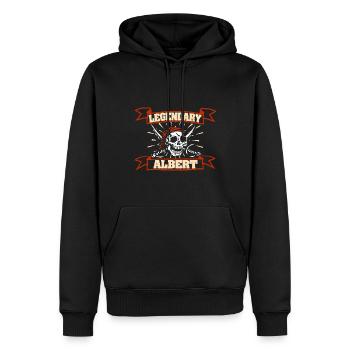 Albert - Männer Premium Bio Hoodie - Schwarz - Vorne - Nico (187cm)