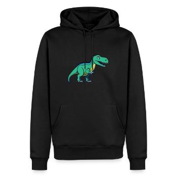 Dinosaurier / Tier / Urzeit / Reptil / Jungs - Männer Premium Bio Hoodie - Schwarz - Vorne - Nico (187cm)