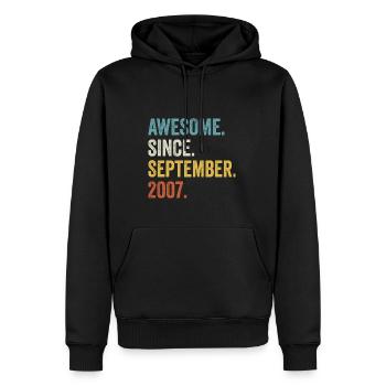Génial depuis septembre 2007 15ème anniversaire - Sweat à capuche Premium bio Homme - noir - Devant - Nico (187cm)