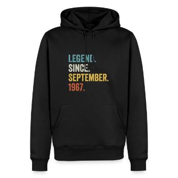 Légende depuis septembre 1967 55e anniversaire - Sweat à capuche Premium bio Homme - noir - Devant - Nico (187cm)