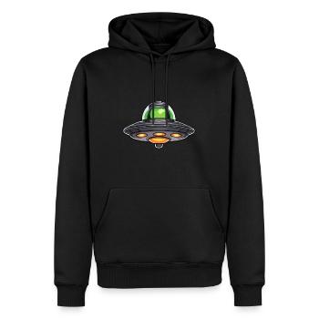 Alien / Vaisseau spatial / OVNI / Zone 51 / Tout / Mars - Sweat à capuche Premium bio Homme - noir - Devant - Nico (187cm)