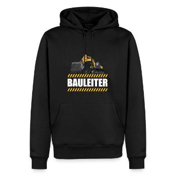 Bauleiter - Großes Bagger Motiv - Baustelle - Männer Premium Bio Hoodie - Schwarz - Vorne - Nico (187cm)
