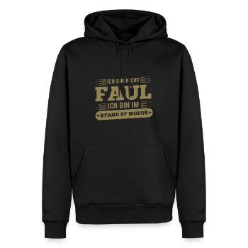 Nicht faul im Standby-Modus Spruch - Männer Premium Bio Hoodie - Schwarz - Vorne - Nico (187cm)