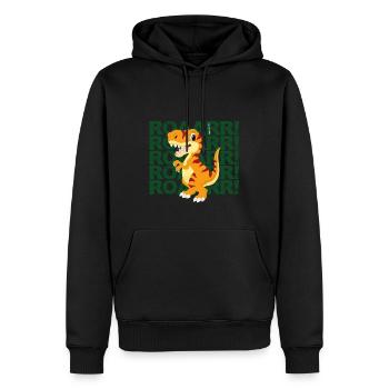 Dinosaure ROAR! I Design par Baddeldaddel - Sweat à capuche Premium bio Homme - noir - Devant - Nico (187cm)
