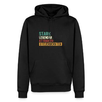 STARK LEGENDÄR ATTRAKTIV STEUERBERATER - Männer Premium Bio Hoodie - Schwarz - Vorne - Nico (187cm)