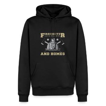 Feuerwehrmann Feuerwehr & Sprüche - Männer Premium Bio Hoodie - Schwarz - Vorne - Nico (187cm)