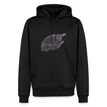 Silhouette géométrique de la main avec fractales - Sweat à capuche Premium bio Homme - noir - Devant - Nico (187cm)