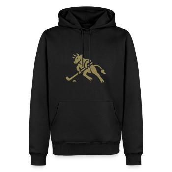 Kuh Bulle Eishockeyspieler Silhouette - Männer Premium Bio Hoodie - Schwarz - Vorne - Nico (187cm)