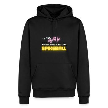 Geschenk Humor Spikeball Strand lustiger Urlaub - Männer Premium Bio Hoodie - Schwarz - Vorne - Nico (187cm)