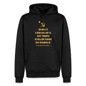 Cadeau humour diabolo cirque passion drôle - Sweat à capuche Premium bio Homme - noir - Devant - Nico (187cm)