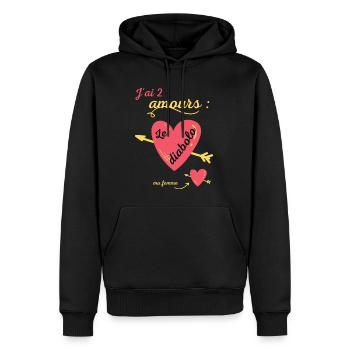 Cadeau humour diabolo cirque passion drôle - Sweat à capuche Premium bio Homme - noir - Devant - Nico (187cm)