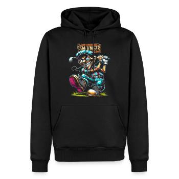 Drôle Golf Swinger Chemise Cartoon Golfer Homme - Sweat à capuche Premium bio Homme - noir - Devant - Nico (187cm)