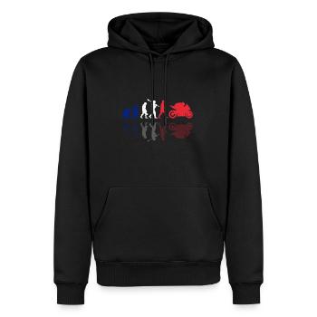 Motorcycle Evolution Vintage France Biker - Männer Premium Bio Hoodie - Schwarz - Vorne - Nico (187cm)