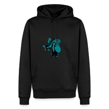 Trippi Troppi - Ours Poisson homme - Sweat à capuche Premium bio Homme - noir - Devant - Nico (187cm)