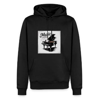 Musik ist meine Flucht - Männer Premium Bio Hoodie - Schwarz - Vorne - Nico (187cm)