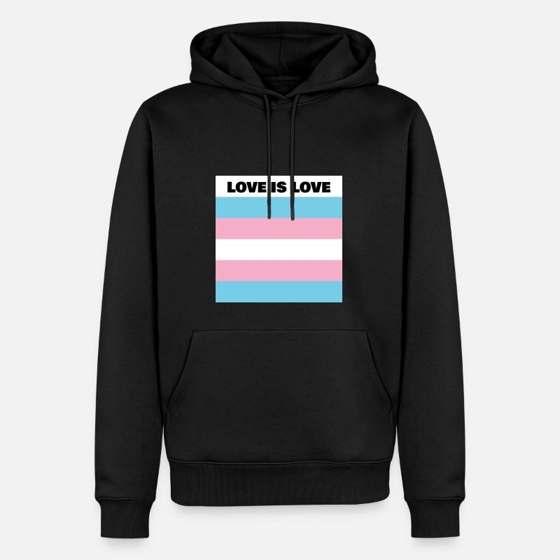 Drapeau LOVE IS LOVE TRANS - Sweat à capuche Premium bio Homme - noir