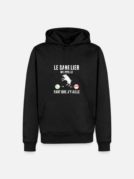 LE SANGLIER M APPELLE FAIT QUE J Y AILLE - Sweat à capuche Premium bio Homme - noir