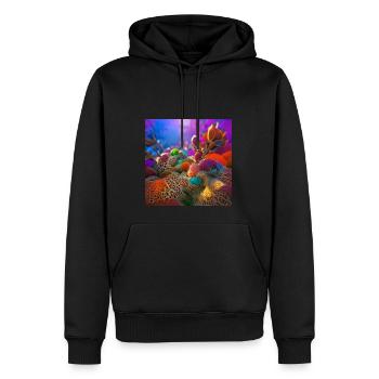Récif corallien sous-marin coloré - Sweat à capuche Premium bio Homme - noir - Devant - Nico (187cm)