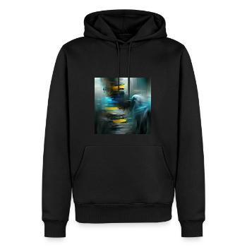 Zeitgenössische digitale Assoziationskunst - Männer Premium Bio Hoodie - Schwarz - Vorne - Nico (187cm)