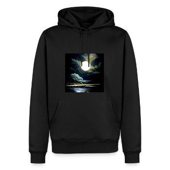 Full moon and moonlight on water at night - Men’s Premium Organic Hoodie - black - Front - Nico (187cm)