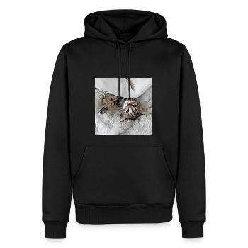 Cute little kitten lying upside down on the back - Men’s Premium Organic Hoodie - black - Front - Nico (187cm)