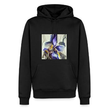 Fleur d’iris pourpre en pleine floraison - Sweat à capuche Premium bio Homme - noir - Devant - Nico (187cm)