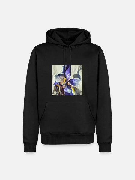Purple iris flower in full bloom - Men’s Premium Organic Hoodie - black